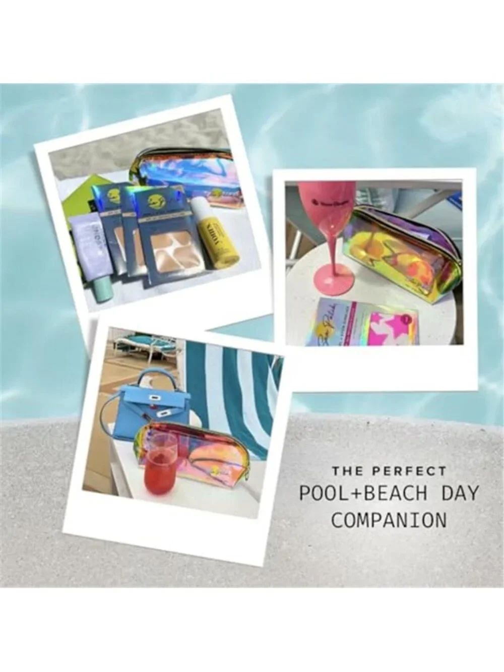 Clear Iridescent Holographic Makeup Bag, 1pc Travel Cosmetic Pouches with